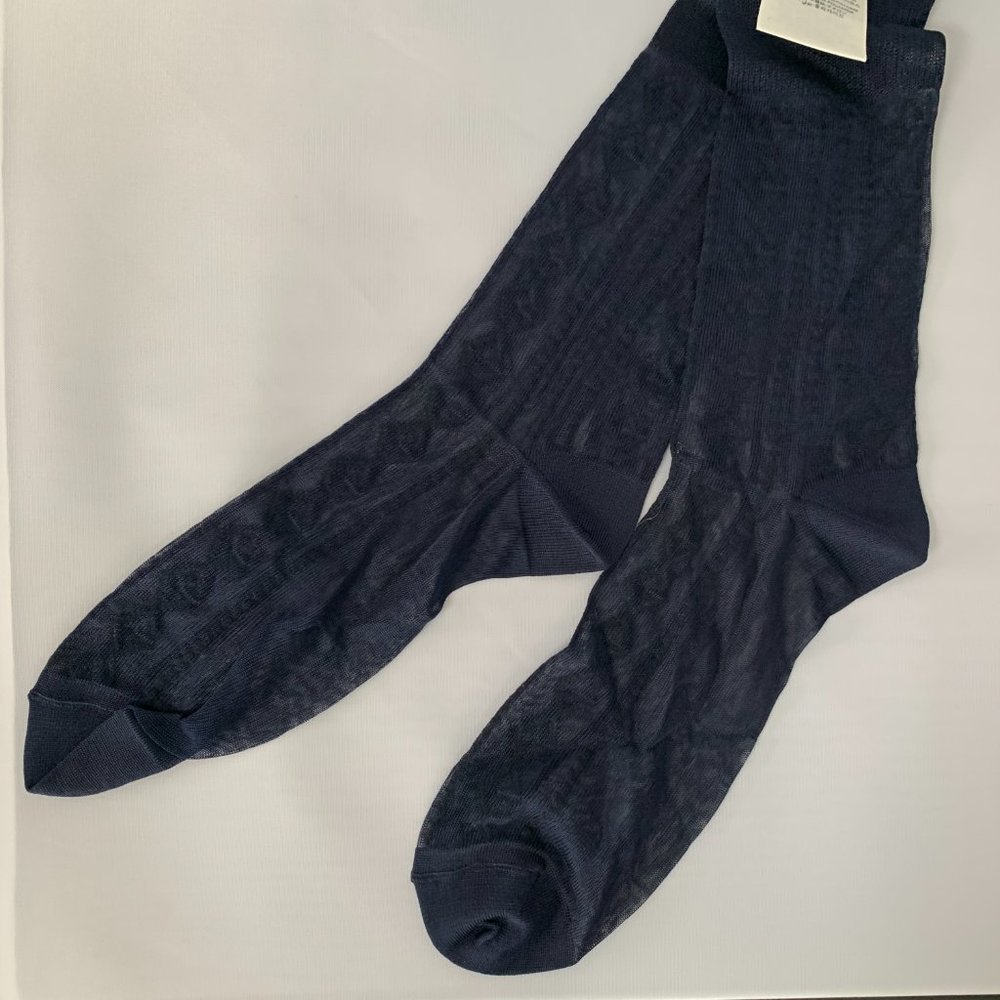 Gucci Diamond GG Mesh Socks in Midnight Blue New With Tags - Picture 4 of 8